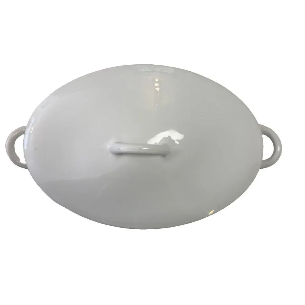 Antique Zeh, Scherzer & Co. Bavaria White Porcelain Vegetable Tureen Minimalist